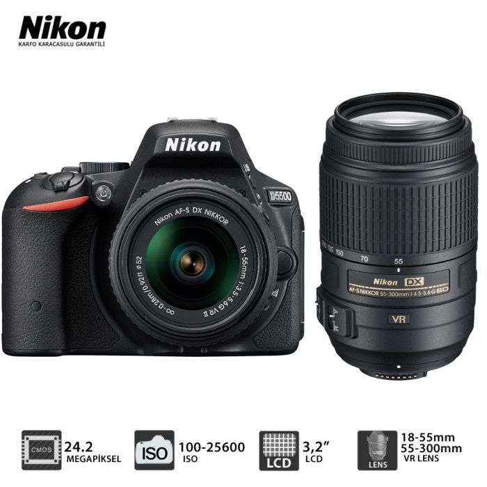 NIKON D5500+18/55 VRII +55-300VR KIT FOTO MAKINA
