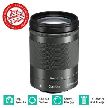 CANON 18-150 EF-M F:3,5-6,3 IS STM SİYAH  LENS
