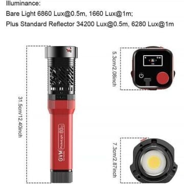 GVM PD60C 60W RGB Dahili Akülü LED Işık