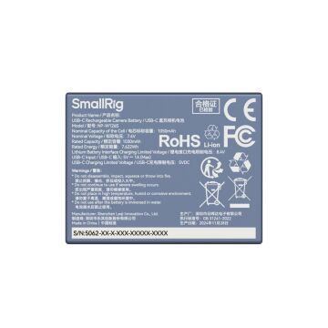 SmallRig 5062 NP-W126S USB-C Şarj Edilebilir Kamera Pili