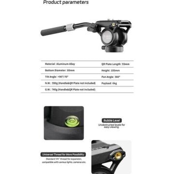YC Onion Tako 52mm Bowl Head & FH60S Fluid Head Tripod Kit