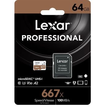 LEXAR 64GB MICRO SDXC 100MB/ 667X UHS I U3 V30 HAFIZA KARTI