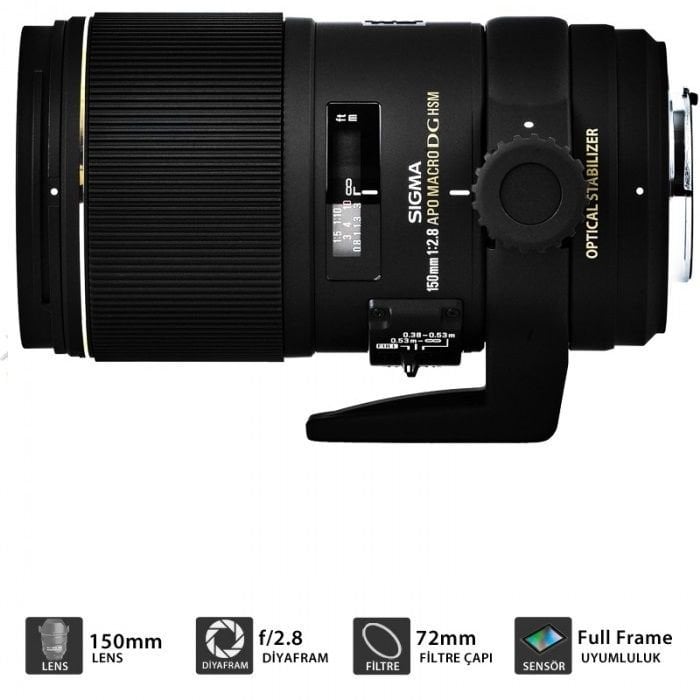 SIGMA  150MM  F2.8 MACRO EX DG OS HSM LENS CANON UYUMLU