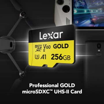 LEXAR 256GB PROF GOLD UHS-II MICROSDXC  V60 280/180 HAFIZA KARTI